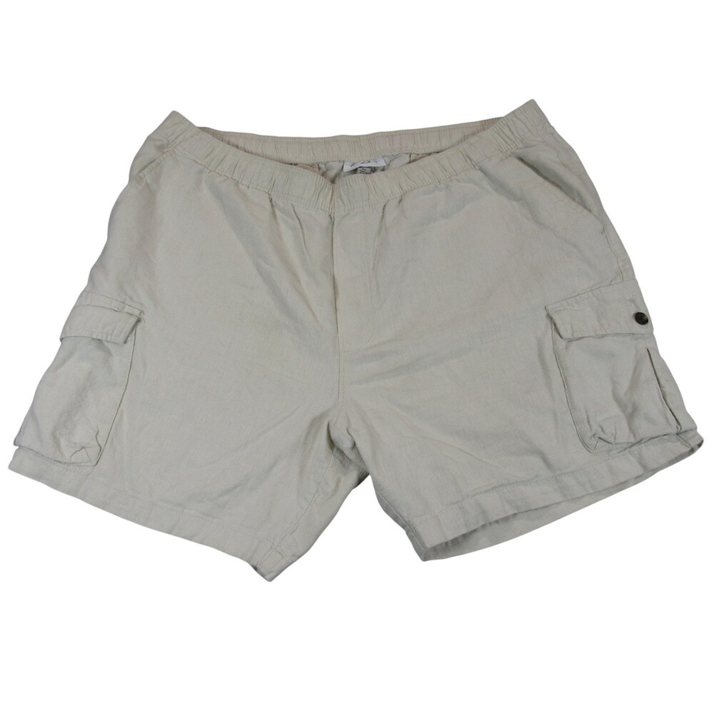Goodfellow Mens Pull On Shorts XL x 6 Beige Linenโ Cotton Elastic Waist Cargo